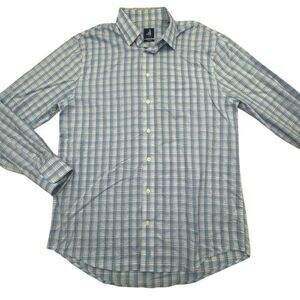 Johnnie-O Button Up Shirt Mens M Blue Check Long Sleeve Spread Collar Cotton